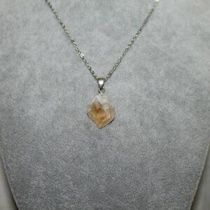 Raw Citrine Crystal Pendant Necklace – Silver Chain
